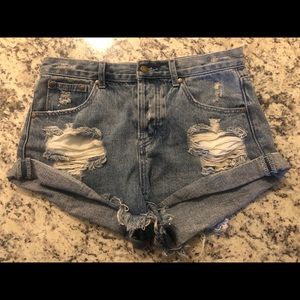 Washed denim bandit shorts size M